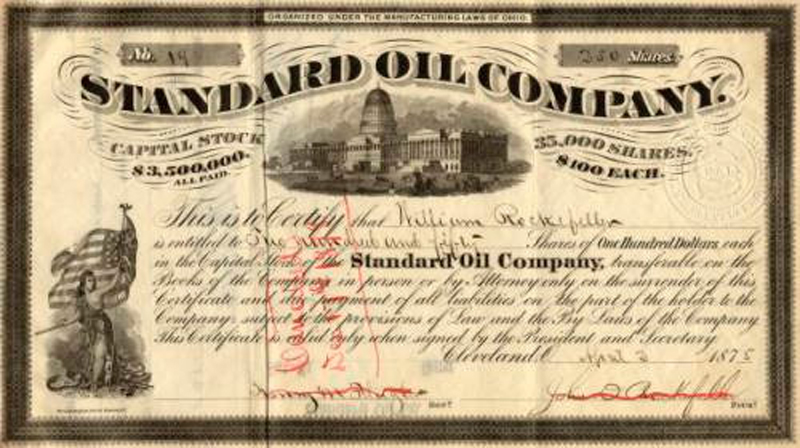 Акция компании Standard Oil, 1887 г.