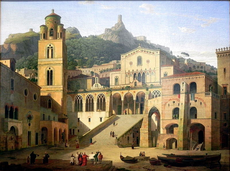 Крупный торговый порт Италии - г. Амальфи (картина немецкого художника Лео фон Кленце)