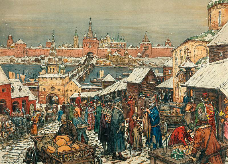 Картина Аполлинария Васнецова — «Новгородский торг»